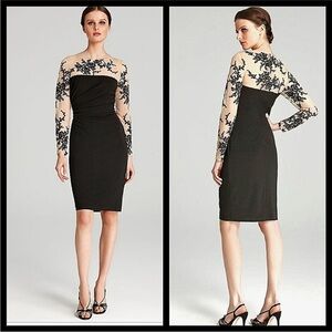 David Meister black embroidered cocktail dress